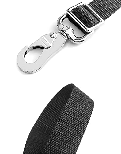 QWORK Horse Bucket Strap, Nylon, 6 Pack, Adjustable 21" to 32" Length, for Hay Nets, Water Buckets, Outdoor Feeders, Black