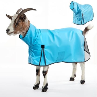 Goat Sheep Blanket -Summer Sun Protection Rain Coat for Show Goats Sheep Lambs Livestock Lightweight Waterproof Fly Sheet with Adjustable Belly Straps(S) - size: S