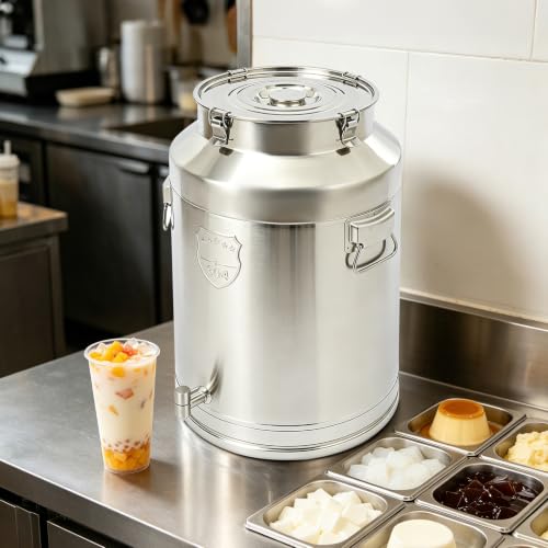 76L/20Gal 304 Stainless Steel Milk Can with Spigot - size: 76L/20Gal,w/Faucet