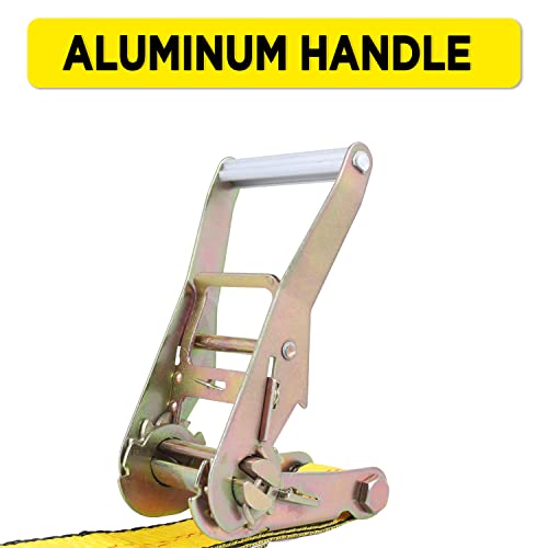 Auto Hauler Straps for Trailer Heavy Duty 2" x 10' Vehicle Tie Down Kit-10,000lb Guaranteed Break Strength-(4) Premium Ratchet Strap with Rubber Blocks Wheel Tie-Downs for Truck, UTV
