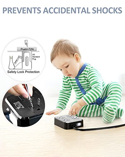 Qiyuan Outdoor Power Strip Weatherproof 10FT Extension Cord 4 Outlets 3 USB - size: 10FT