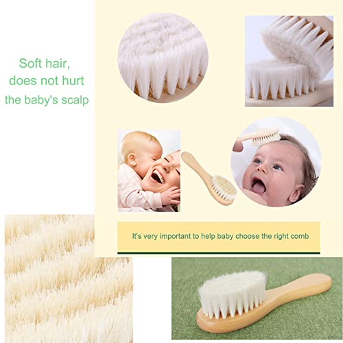Baby Hair Brush, Wooden Baby Hair Brush for Newborns & Toddlers, Super Soft Goat Bristles Hair Brush, Toddler Hair Brush,Ideal for Cradle Cap (2PCS) - color: Wooden