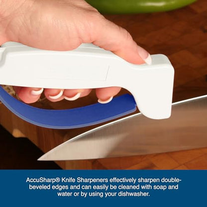AccuSharp Hand-Held Carbide Blade Sharpener, Kitchen Knife and Chef Knife Sharpener, Professional Chef Grade Sharpening Tool, Restore and Hone Straight & Serrated Knives, 2-Pack, White - color: White & White