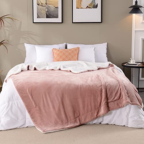 SOCHOW Sherpa Fleece Throw Blanket, Dusty Pink, 50x60 inches - color: Dusty Pink, size: 50"×60"