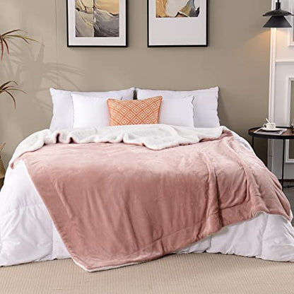 SOCHOW Sherpa Fleece Throw Blanket, Dusty Pink, 50x60 inches - color: Dusty Pink, size: 50"×60"