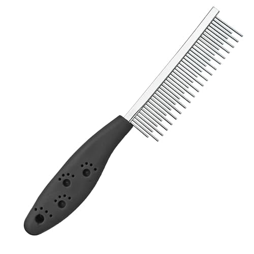 Dog or Cat Comb Grooming with Short and Long Teeth Dematting Knots Tangles Remover Combs Detangler Tool Suitable for Dogs Cats Poodle HorseStainless Steel Pin (Black) - color: Black