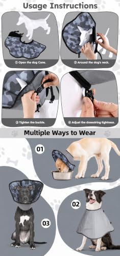 Soft Dog Cone Collar for Large Dogs After Surgery Adjustable - color: Camouflage, size: S (Neck Girth:9.1-10.7in)