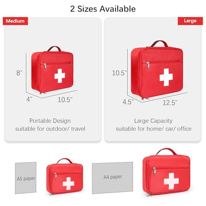 Gatycallaty First Aid Bag Empty Emergency Treatment Medical Bags Multi-Pocket for Home School Office Car Traveling Hiking Trip Daycare (Large, Pack of 2) - size: Large, Pack of 2