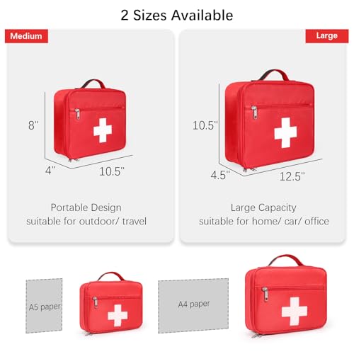 Gatycallaty First Aid Bag Empty Emergency Treatment Medical Bags Multi-Pocket for Home School Office Car Traveling Hiking Trip Daycare (Large, 1 Piece) - size: Large, Pack of 1