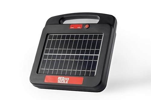 Solar Electric Fence Charger for Day and Night Protection | Red Sizzle 2S | Solar Powered Electric Fence Energizer Powers up to 1.8 Miles of Fence | 0.45 Joules