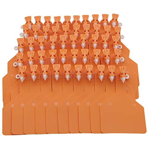 50 Pcs Blank Cattle Ear Tags,TPU One-Piece Large Livestock ID - color: Orange