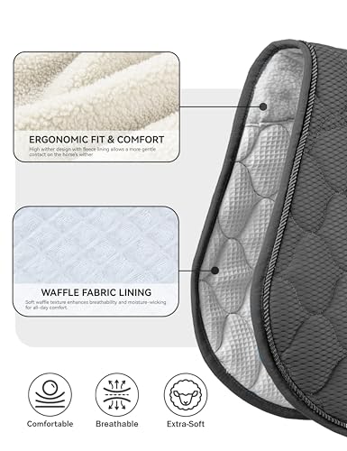Harrison Howard 3D Air Mesh Saddle Pad for Horses – Breathable Shock-Absorbing All-Purpose English Saddle Pad - color: Grey