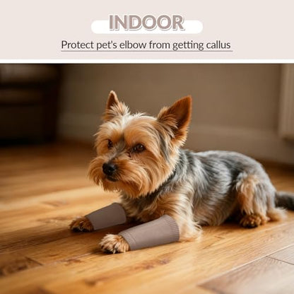 ROZKITCH 4 PCS Dog Front Sleeve to Help Reducing Licking Scratching Elbow - color: Cinnamon, size: M-Leg Girth: 2.67in