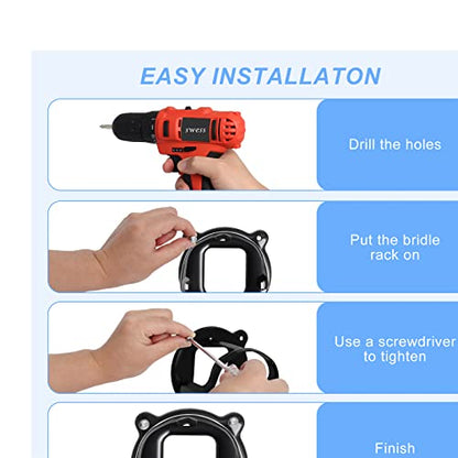 12 Counts Horse Bridle Rack, Bridle Bracket Bridle Hooks with Tubes & Screw - size: 12 Counts