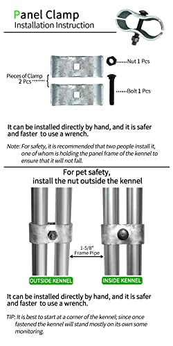 HITTITE 8 Set Chain Link Fence Panel Clamps for Round Pipe Panel Frame Size is 1-5/8"/42mm Diameter, Saddle Clamps for Dog Kennels & Chain Link Fence. - size: 1-5/8"