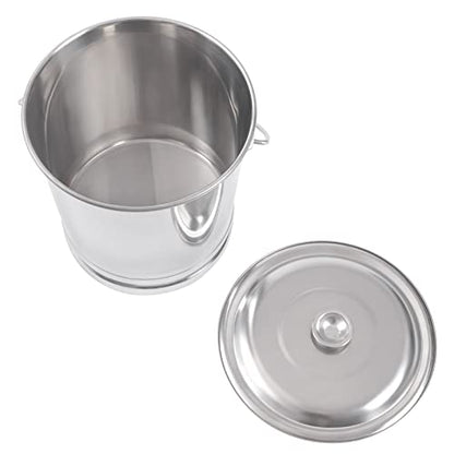 Stainless Steel Milk Pail Bucket with Lid, Handle, and Open Lip Edge, Also Good for Compost (8.5 Qt Pail with Lid)
