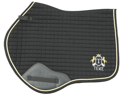 T TEKE Close Contact Saddle Pads,100% Cotton English Saddle Pads for Horses with Moisture-Wicking and Breathable Lining - color: Black