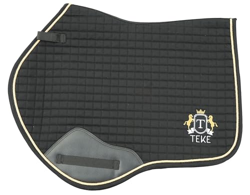 T TEKE Close Contact Saddle Pads,100% Cotton English Saddle Pads for Horses with Moisture-Wicking and Breathable Lining - color: Black