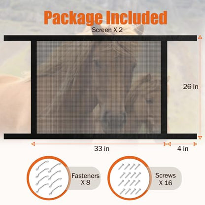Horse Trailer Window Screen with Hook and Loop, 2 Pack Horse Trailer Accessories to Protect the Horse's Eyes and Ears from Bugs and Debris and Enhances Air Circulation (1) (2 Packs) - style: 2 Packs