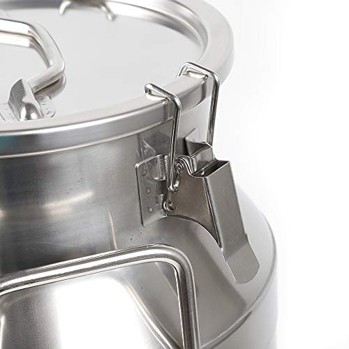 Milk Can Milk Bottle, 20/30/ 40/50/ 60L Stainless Steel Heavy Duty Milk Jug Wine Pail Bucket Square Liquid Container Storage with Embedded Silicone Sealed Lid for Home Restaurant Bar Silver (30L) - size: 30L