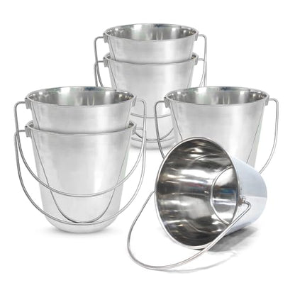 6 Pack Stainless Steel Bucket - 1 Gallon Durable Metal Bucket