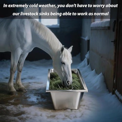 Geelin 2 Pcs 12 Gallon/48 Quart Livestock Water Trough, Stainless Steel - size: 12 Gallon/48 Quart