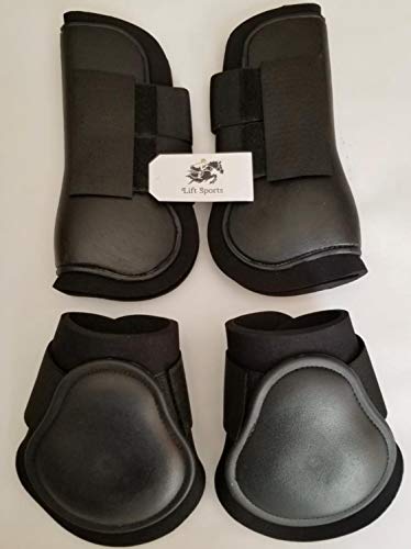 Horse Tendon & Fetlock Boots Jumping Leg Protection Boots Light Weight Support Open Front Brushing (Blue (Set of 4))