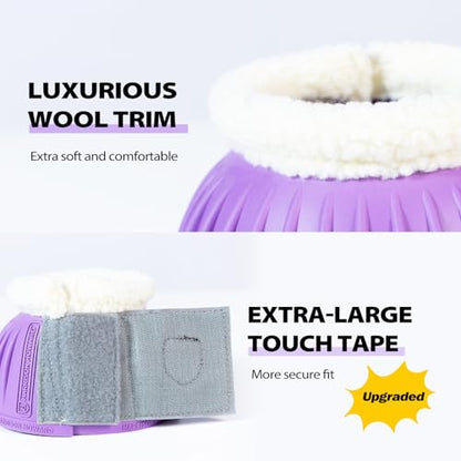 Harrison Howard Rubber Pull-on Bell Boots with Fleece Lining and Extra-Large Leather Touch-Close Tape - color: Violet