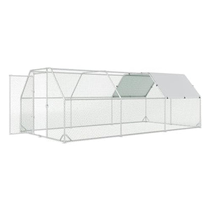 4ever2buy Metal Chicken Coop, 10x20 FT Walk-in Chicken Run Pen Poultry Cage, Water-Resistant & Anti-UV Cover, Large Chicken Coop for 18-22 Chickens - size: 224.5"L x 110.3"W x 76.8"H