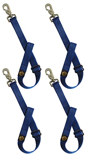 T TEKE Adjustable Heavy Duty Bucket Strap Hanger with Easy-on Hook (4 Pack), for Hay Nets, Buckets and Other Feeders - color: Navy