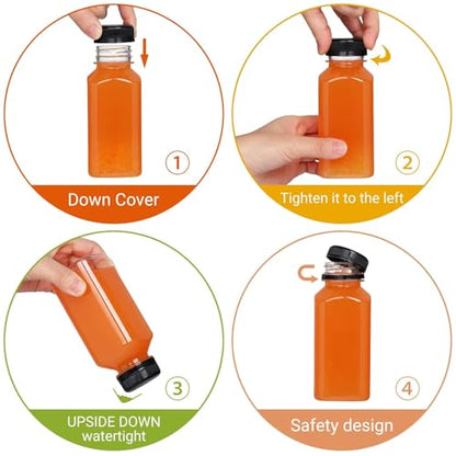 30pcs 6oz Empty Plastic Juice Bottles with Tamper Evident Caps - size: 6 ounces