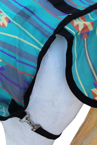 Challenger Horse Mesh Summer Scrim Sheet Fly Sheet Spring Airflow Neck Teal Aztec 73113 - color: Turquoise Aztec, size: 80 inches