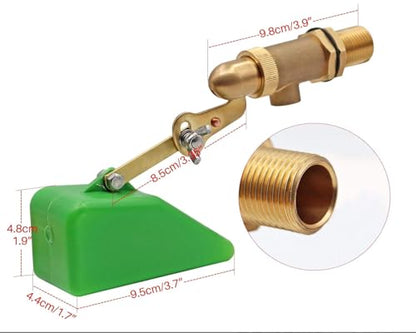 1/2 Inch Brass Valve with Plastic Float Water Float Valve with Adjustable Arm Automatic Fill Float Ball Valve for Water Tank Fountains Livestock Waterer