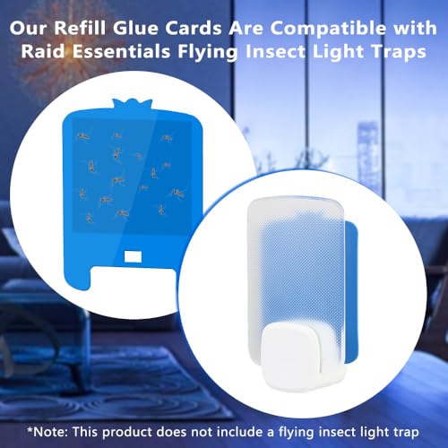 20 PCS Refill Cartridges Compatible with Raid Light Trap Refills Glue Boards Replacement Set, Refill Cartridges Compatible with STEM Blue Light Trap, Double-Sided Adhesive Sticky Traps Glue Cards