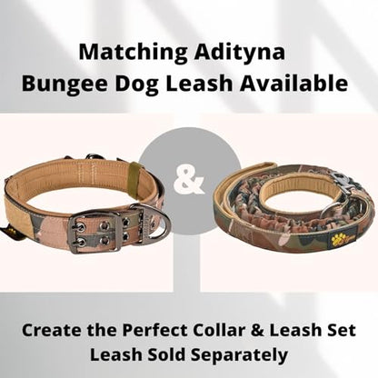 ADITYNA Heavy Duty Camo Dog Collar for Medium Dogs with Traffic Handle - color: Camo, size: Medium: Fit 15-19" Neck