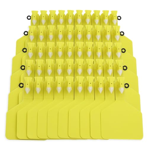Blank Cattle Ear Tags TPU One-Piece Large Livestock ID Tags (50, Yellow) - color: Yellow
