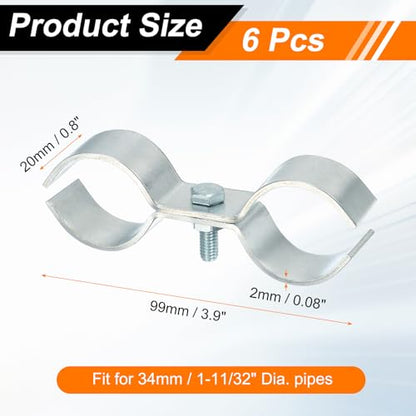 HARFINGTON 6pcs Chain Link Fence Panel Clamps 1-11/32" Galvanized Dog Kennel Clamps Fence Connector Temporary Dog Cage Hardware Parts with Bolts and Nuts for Round Pipe Panel Frame Cage - size: 1-11/32"