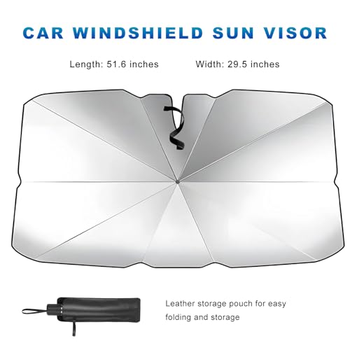 Car Windshield Sunshade Umbrella, Foldable Auto Windscreen Sun Shade Umbrella for Heat Insulation, Portable Windshield Cover Sun Blocker for Cars SUVs Trucks, Car Accessories
