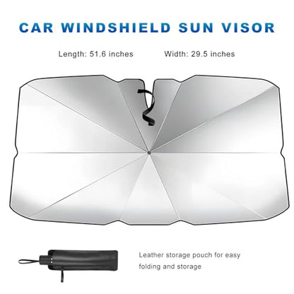 Car Windshield Sunshade Umbrella, Foldable Auto Windscreen Sun Shade Umbrella for Heat Insulation, Portable Windshield Cover Sun Blocker for Cars SUVs Trucks, Car Accessories