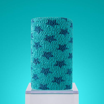 OVIK Health PowerFlex Equine – Extra Strong Self-Adhering Bandage Wrap – Wound Care, Compression & Support Bandage for Horses, Cows & Dogs – Stars, 4 inch, 4 Rolls (Resealable Case) - color: Stars