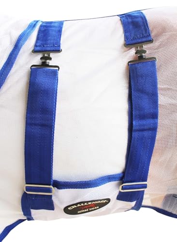 Challenger Miniature Weanling Donkey Pony Horse Foal Summer Fly Sheet 51807 - color: White Royal Blue, size: 36 Inches