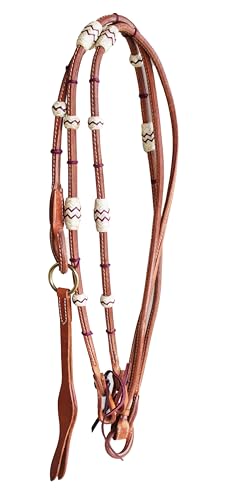 CHALLENGER USA Horse Western Tack Leather Rawhide Romal Reins 66RT36 - color: Tan/Purple