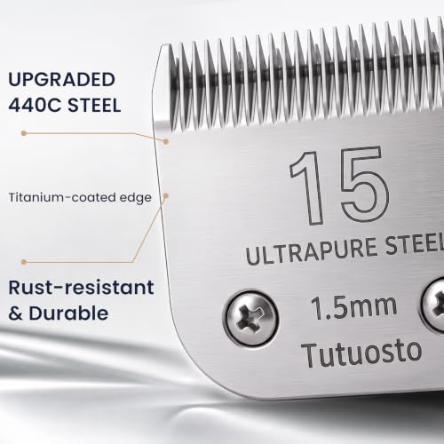 Clipper Blades Pet Grooming Clipper Replacement Blades Detachable Blade Compatible with andis/wahl/Oster Dog Clippers (15#) - color: 15#