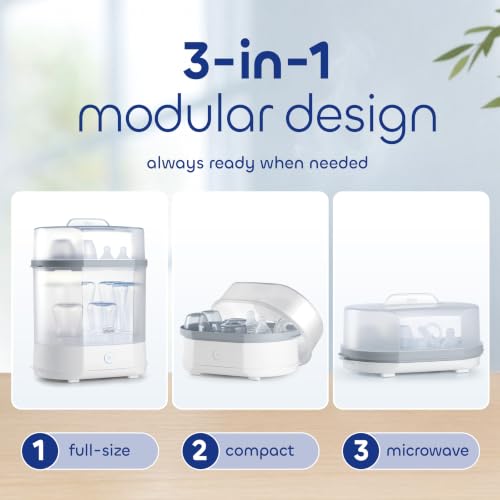Chicco 3-in-1 Electric Steam Sterilizer for Baby Bottles & Accessories - size: Countertop Sterilizer, style: 3-in-1 Modular Sterilizer - New Model