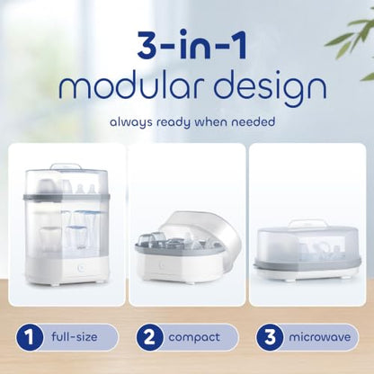 Chicco 3-in-1 Electric Steam Sterilizer for Baby Bottles & Accessories - size: Countertop Sterilizer, style: 3-in-1 Modular Sterilizer - New Model