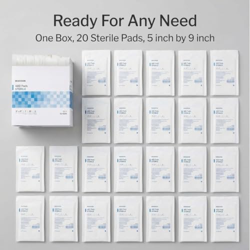 McKesson Sterile Abdominal- ABD Pads 20, Post Op, 5 x 9 in, 20 Pack | Individually Wrapped Wound Dressing, First Aid Pads Surgical-Grade, Nonstick-for Heavy Leakage, Nonwoven Cellulose