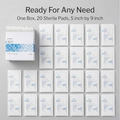 McKesson Sterile Abdominal- ABD Pads 20, Post Op, 5 x 9 in, 20 Pack | Individually Wrapped Wound Dressing, First Aid Pads Surgical-Grade, Nonstick-for Heavy Leakage, Nonwoven Cellulose