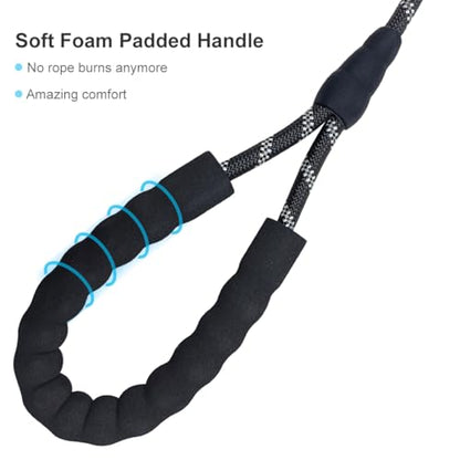 12FT 20FT Anti-Choking Long Training Lead, Reflective 3/8" Slip Lead Rope Dog Leash with Padded Handle, No Pull Leash for Medium Large Dogs (20ft, Black) - color: Black, size: 3/8in x 20ft