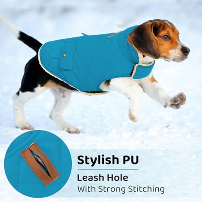 Queenmore Waterproof Dog Winter Coat Warm Puffer Jacket Plush Lining Vest - color: Blue, size: X-Small