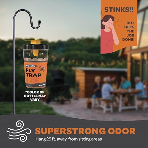Fly Traps Outdoor [Set of 2] with Dissolvable Non-Toxic Bait - Reusable Hanging Bug Catcher Killer for All Flies for Outside Bug Control Patios, Barns, Ranches Etc. Hanging Fly Traps with Tie Included - style: 2 Traps